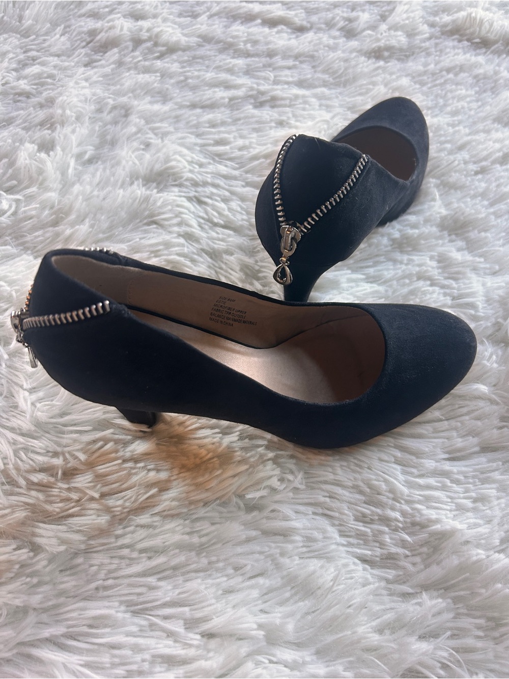 Rampage Black Faux Suede with Zipper Accent Heels NWOT - Size 8.5